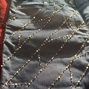 Embellished Black Jeans with Bead Detailing
